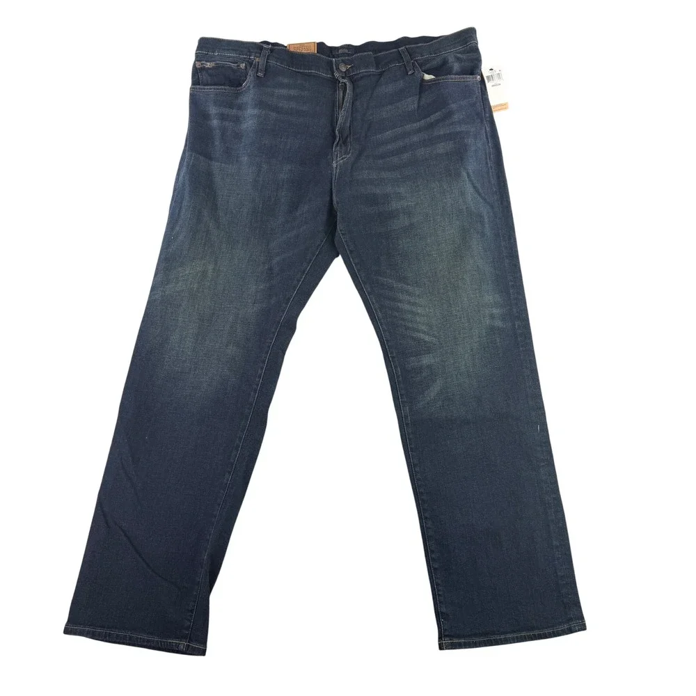 Polo Ralph Lauren Jeans Mens 46x34 Blue Hampton Relaxed Straight Dark Wash NEW